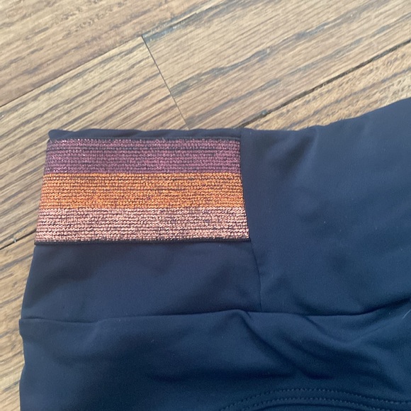 Cyclebar Rose Gold Metallic Black Leggings - Picture 4 of 8